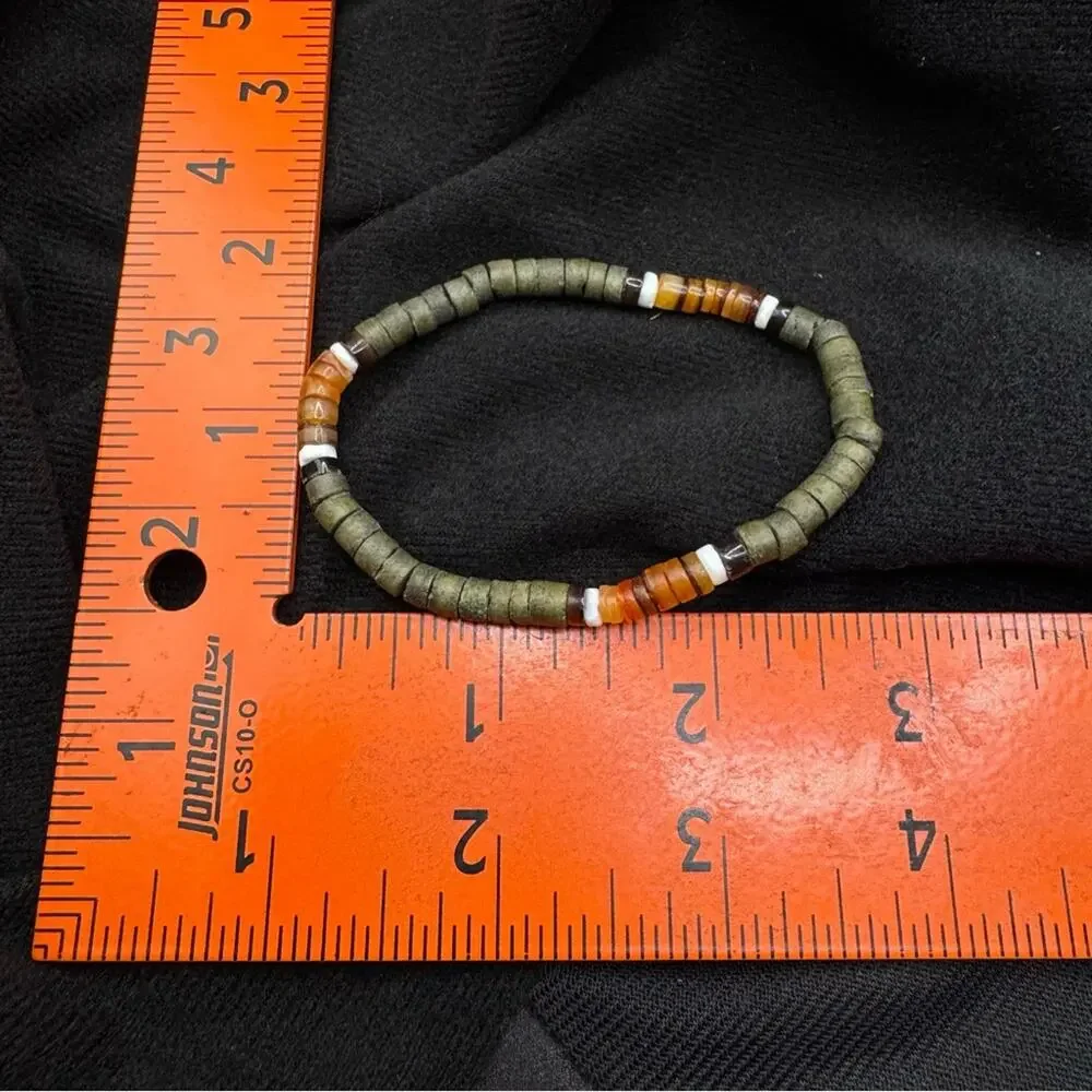 Bracelet Natural Stone Heishi Beads Earth Tones Artisan Boho Style